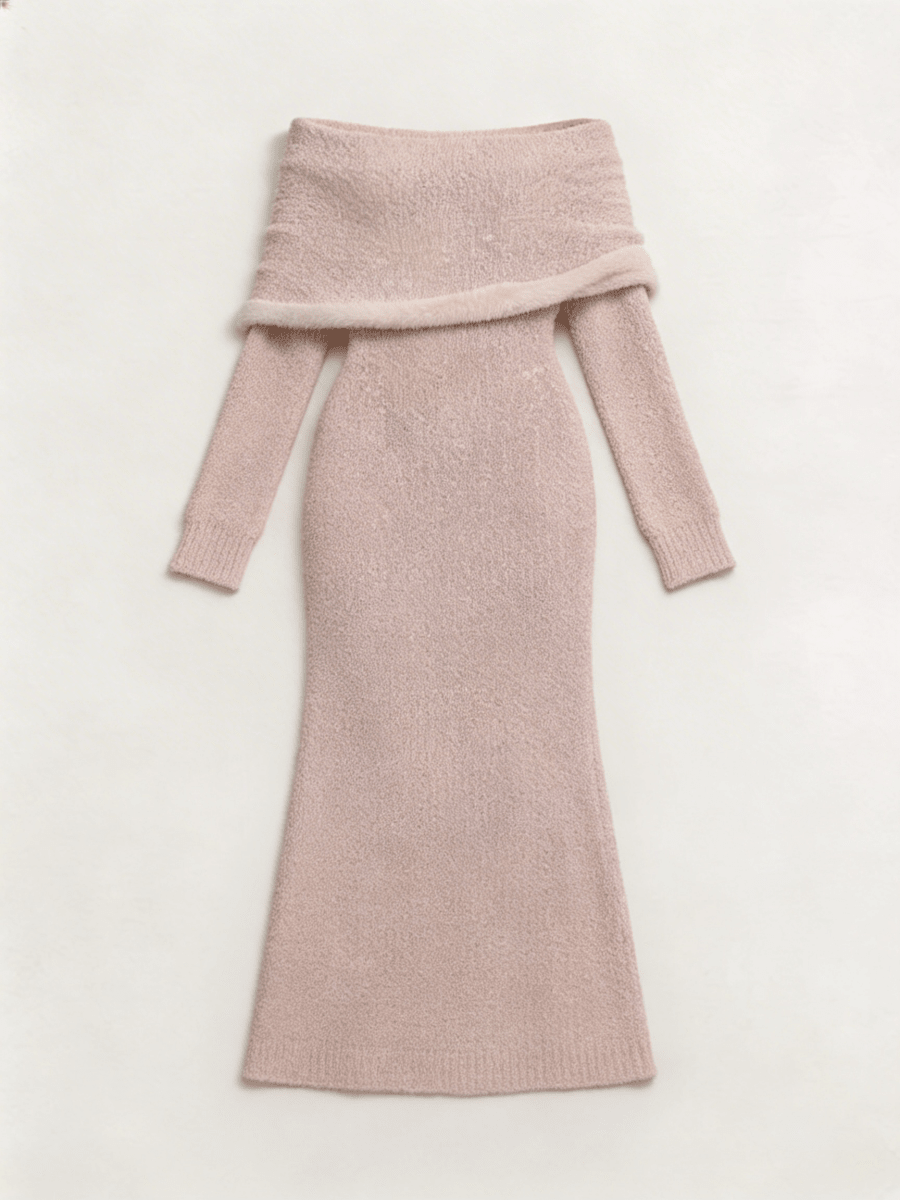 CAMILLE | COZY WHITE KNITTED DRESS - Aurelia Boutique