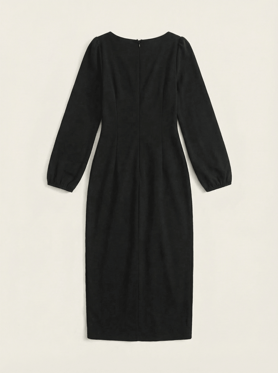 LIMA | PEARL NECK BEAUTIFUL BLACK DRESS - Aurelia Boutique