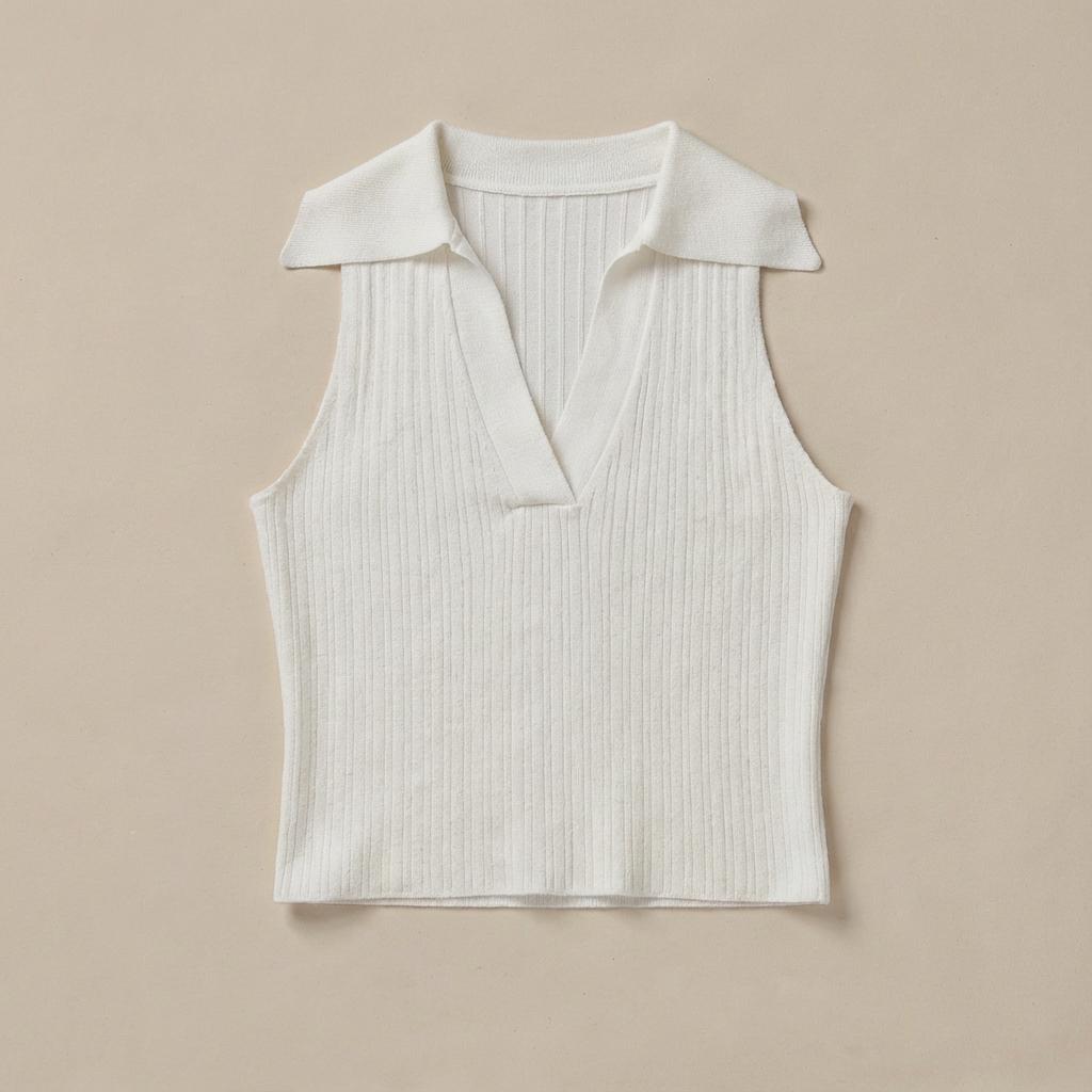 AMARA | Geripptes Top mit V-Ausschnitt