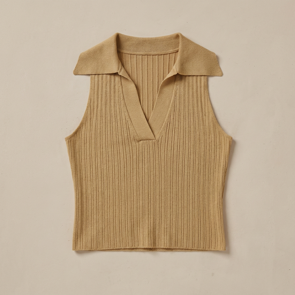 AMARA | Geripptes Top mit V-Ausschnitt