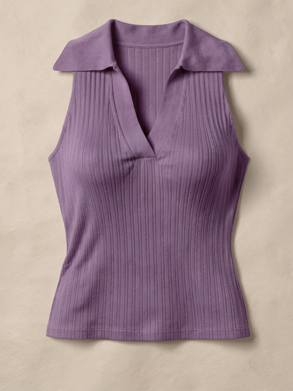 AMARA | Geripptes Top mit V-Ausschnitt