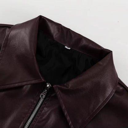 ADÈLE | BURGUNDY LEATHER JACKET - Aurelia Boutique