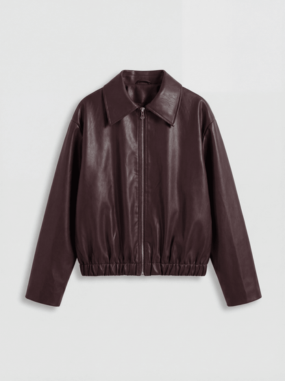ADÈLE | BURGUNDY LEATHER JACKET - Aurelia Boutique