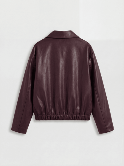 ADÈLE | BURGUNDY LEATHER JACKET - Aurelia Boutique