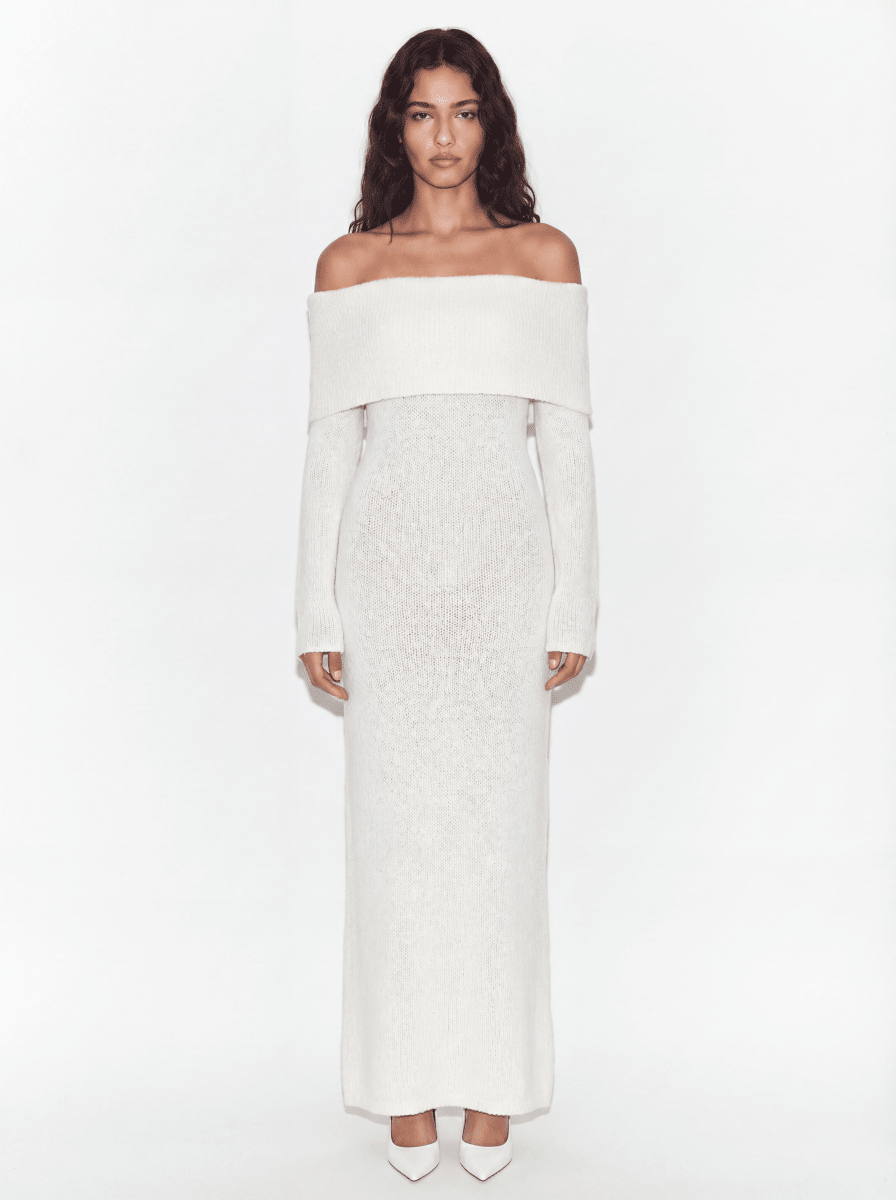 CAMILLE | COZY WHITE KNITTED DRESS - Aurelia Boutique