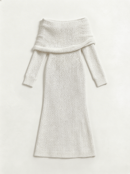 CAMILLE | COZY WHITE KNITTED DRESS - Aurelia Boutique
