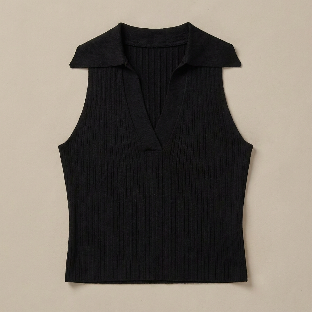 AMARA | Geripptes Top mit V-Ausschnitt