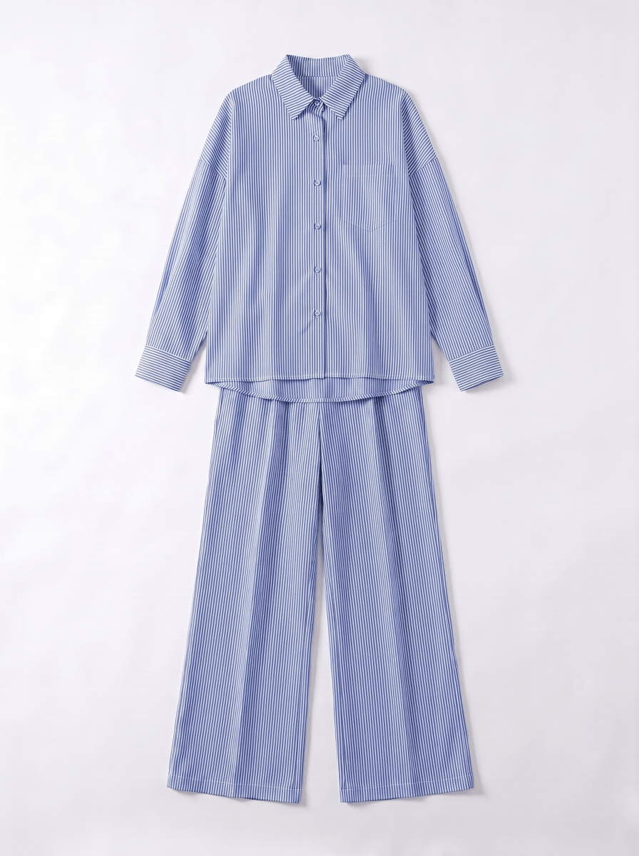 ELENA | BLUE STRIPE LOUNGE SET - Aurelia Boutique