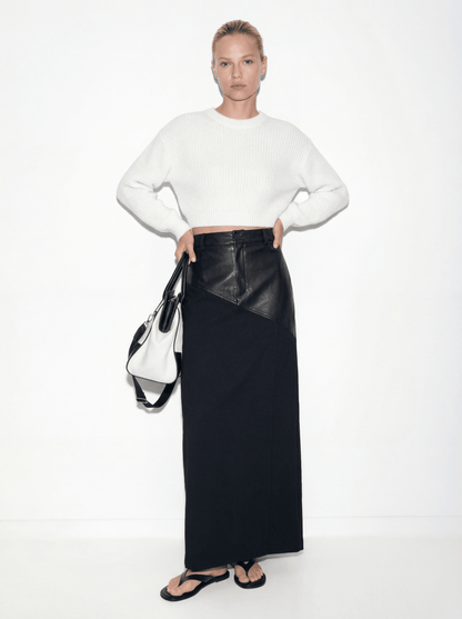 HELENA | LEATHER PATCHWORK SKIRT - Aurelia Boutique