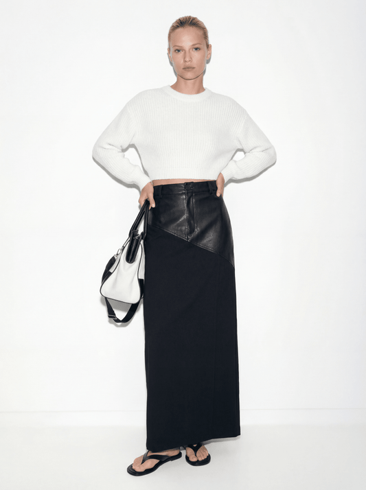 HELENA | LEATHER PATCHWORK SKIRT - Aurelia Boutique