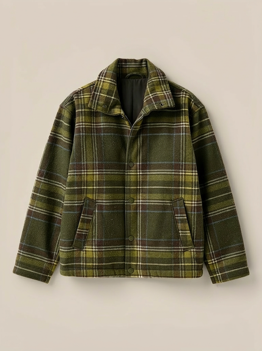 NICOLE | KARO-BAUMWOLLMANTEL MIT WATTIERUNG