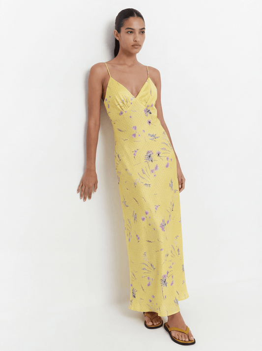 KALINDA | YELLOW FLORAL DRESS - Aurelia Boutique