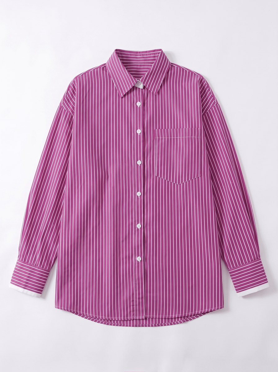 RHEA | PINSTRIPE ROSE SHIRT - Aurelia Boutique