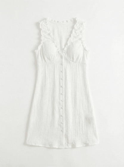 RHEA | WHITE CHIC BUTTON UP DRESS - Aurelia Boutique