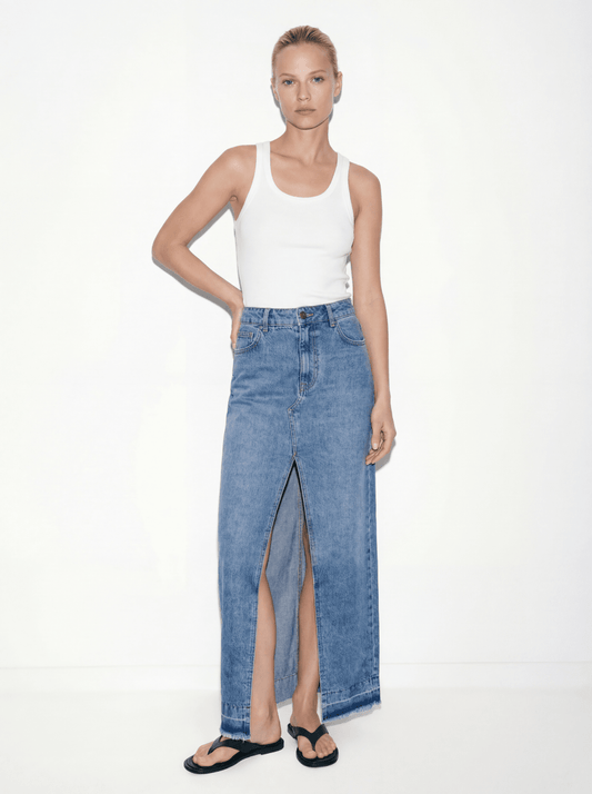 SELENE | DENIM STYLISH SKIRT - Aurelia Boutique