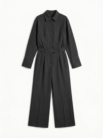 VESTA | ELEGANT PINSTRIPE SHIRT - PANTS SET - Aurelia Boutique